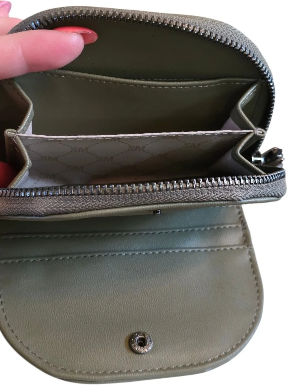 Steve Madden Olive Green Zip Coin Wallet Card Holder Dome Pouch NWT